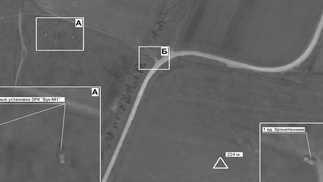 17 июля. До катастрофы "Боинг -777". Батарея "Бук-М1" украинской армии развернула боевую позицию у села Зарощинское, что в 50 км восточнее Донецка и в 8 км южнее Шахтерска, что недалеко от позиций ополченцев.Фото: МИНИСТЕРСТВО ОБОРОНЫ РФ